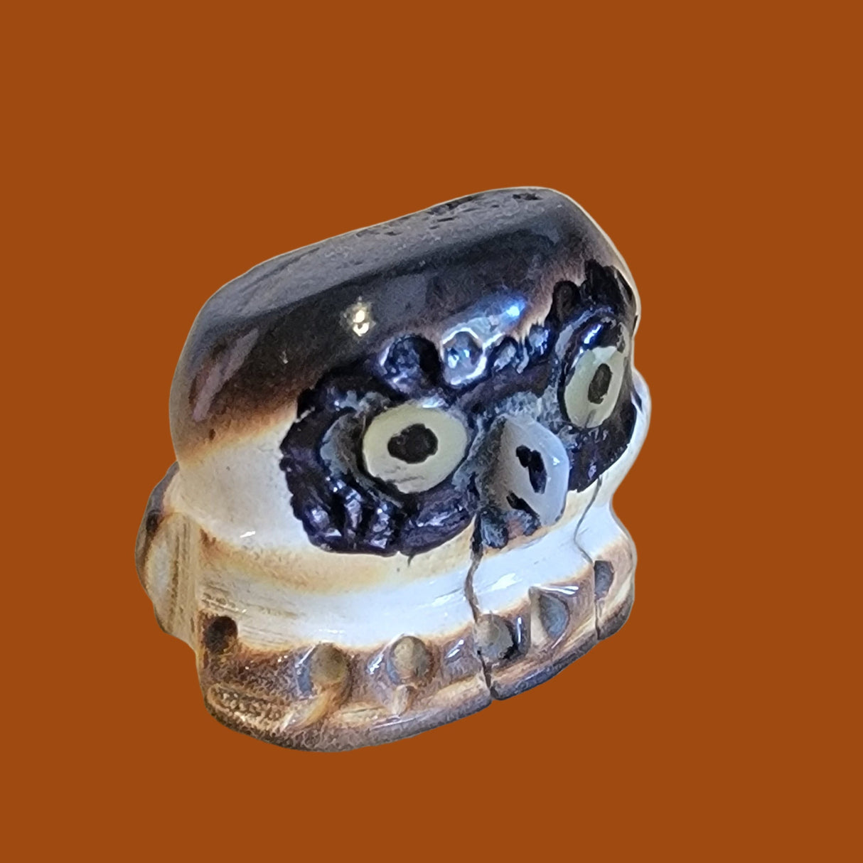 Haloo Halloween Antler Burnished Owl Zuni Fetish