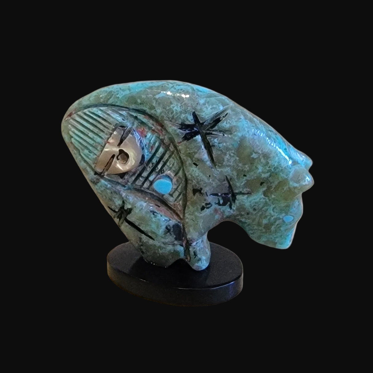 Ghost Face Turquoise Bearden/ Maiden, Bear and Ghost Face Zuni Fetish