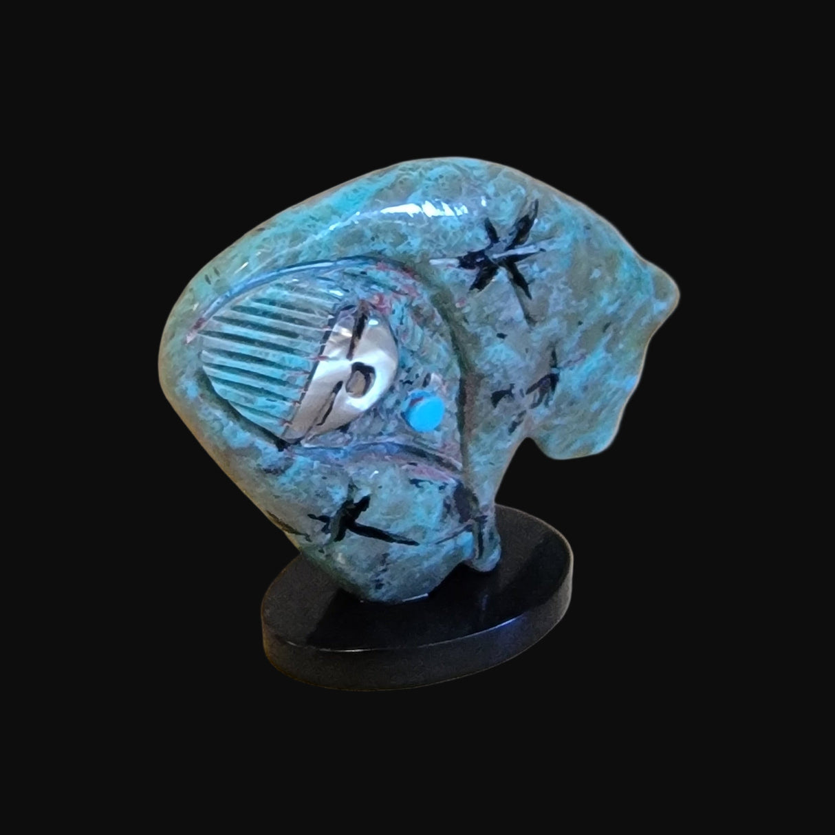 Ghost Face Turquoise Bearden/ Maiden, Bear and Ghost Face Zuni Fetish