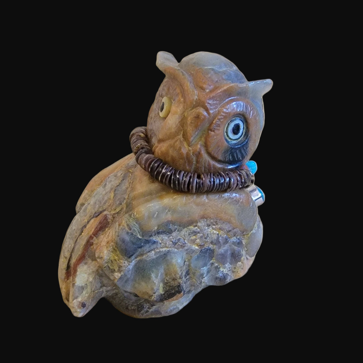 Who Goes There!?? Fluorite Hoot Owl w/Bling Zuni Fetish