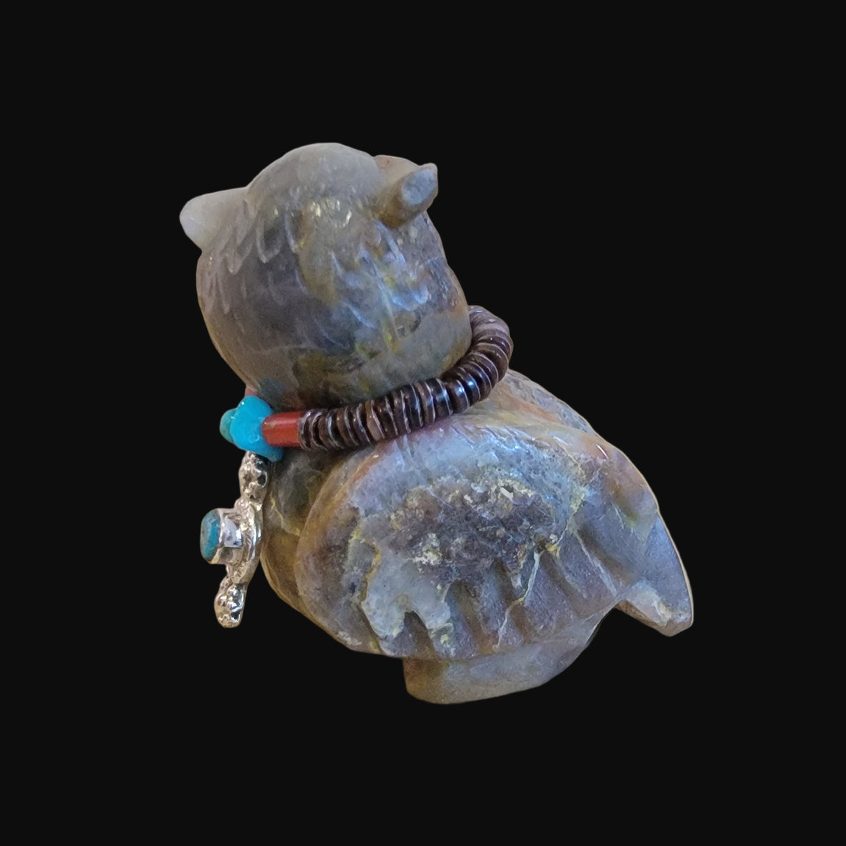 Who Goes There!?? Fluorite Hoot Owl w/Bling Zuni Fetish