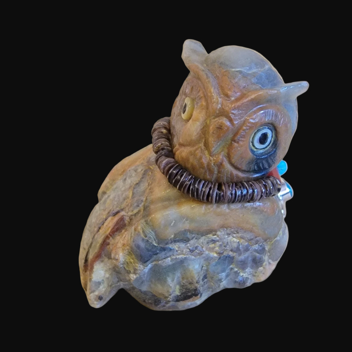 Who Goes There!?? Fluorite Hoot Owl w/Bling Zuni Fetish