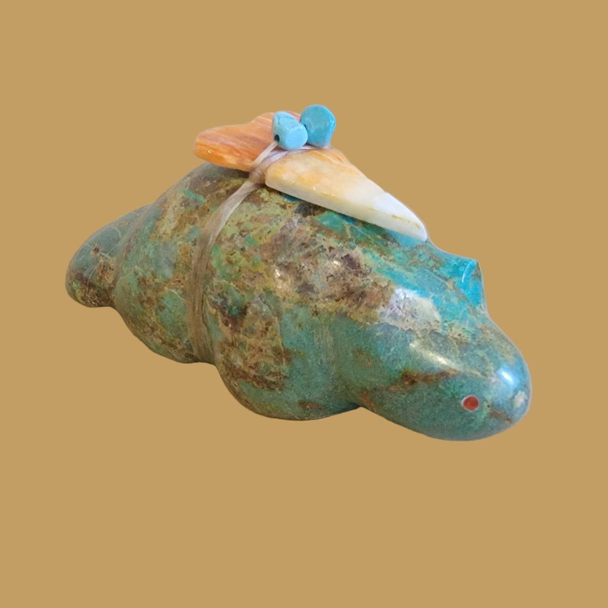 Large Turquoise Beaver w/ Colorful Pack Zuni Fetish