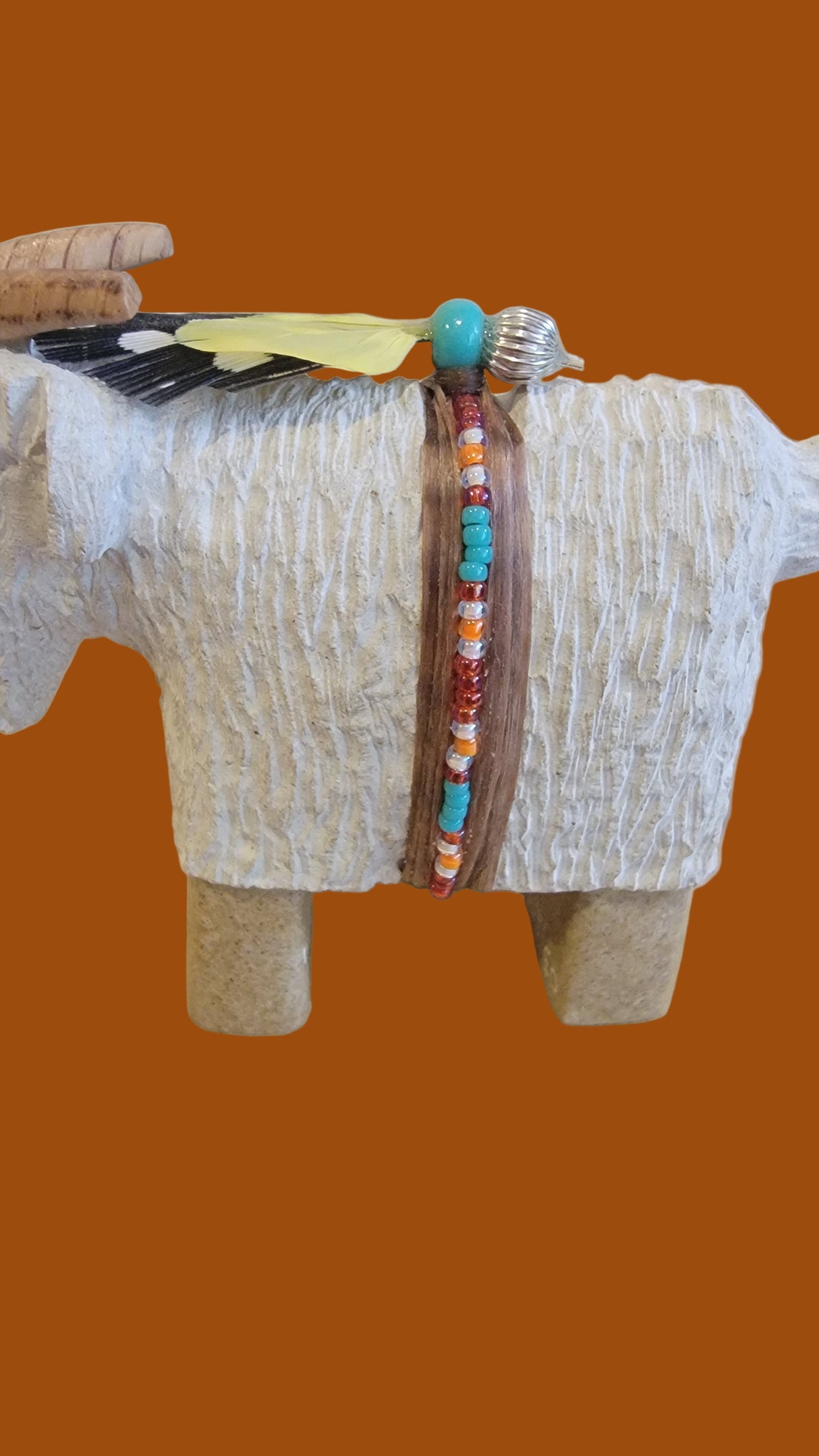 Navajo Billy Goat w/ Seed Bead Wrap Zuni Fetish