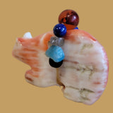 Spiny Oyster Shell Bear w/ Fancy Pack Zuni Fetish