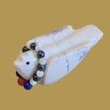 Fish Rock Serpentine Messenger Bird w/Necklace Zuni Fetish