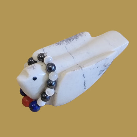 Fish Rock Serpentine Messenger Bird w/Necklace Zuni Fetish