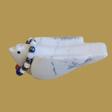 Fish Rock Serpentine Messenger Bird w/Necklace Zuni Fetish