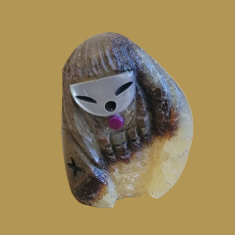 Septarian Nodule (Utah Geode) Zuni Corn Maiden Zuni Fetish