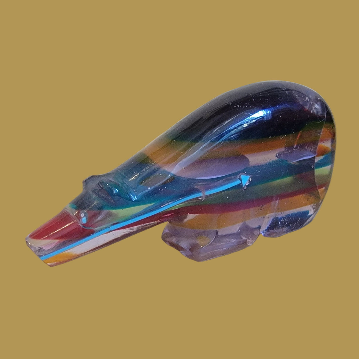 Stunning Surfite Long Necked Bear w/Heartline Zuni Fetish