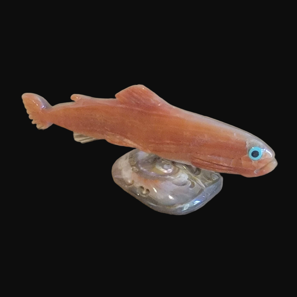 Elegant Abalone Shell Rainbow Trout Fish Zuni Fetish