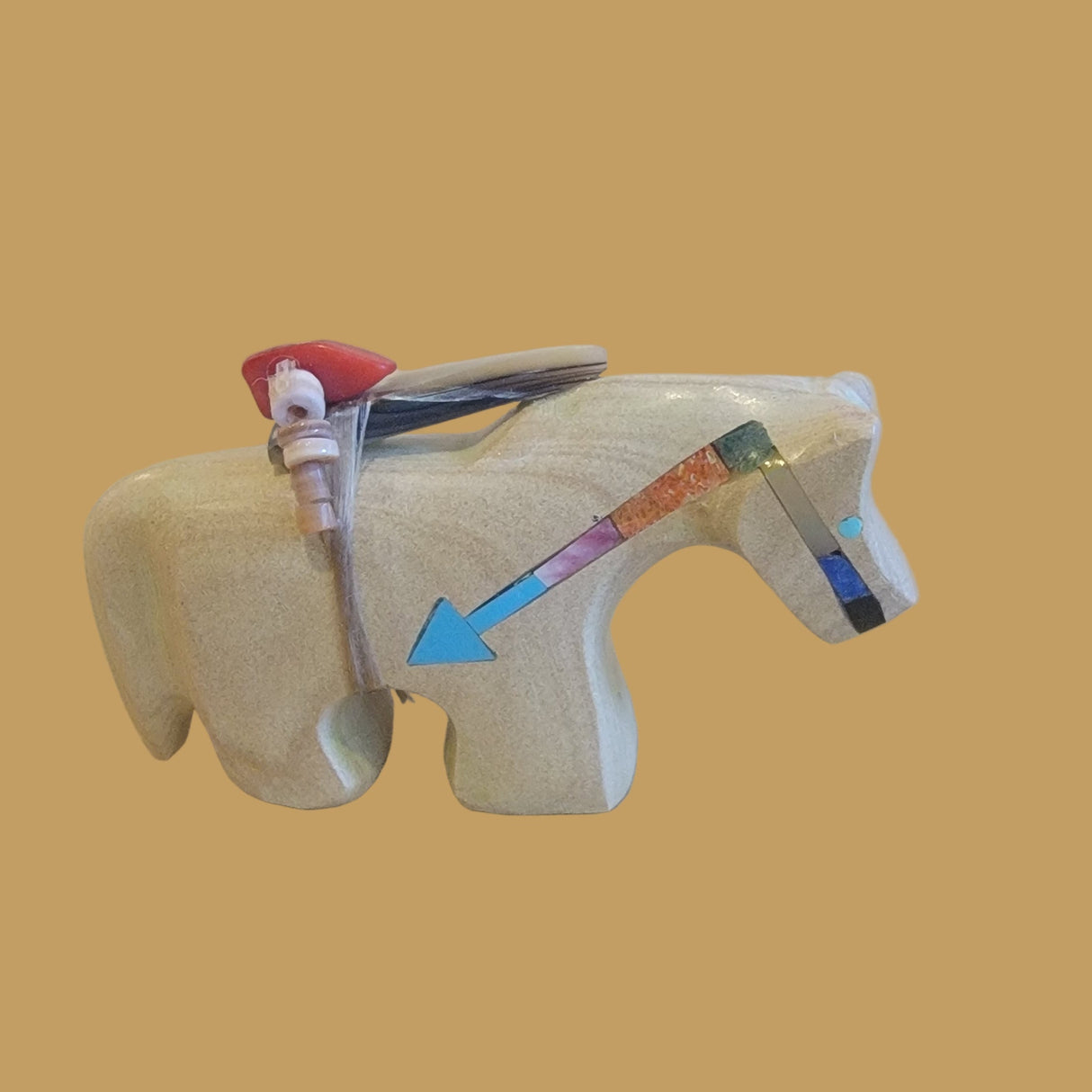 Healing Horse w/Colorful Heartline Zuni Fetish