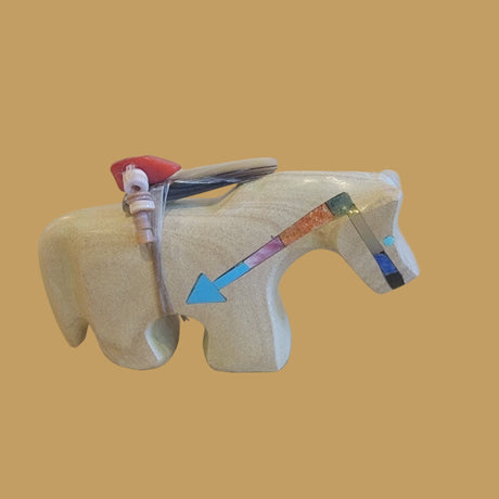 Healing Horse w/Colorful Heartline Zuni Fetish