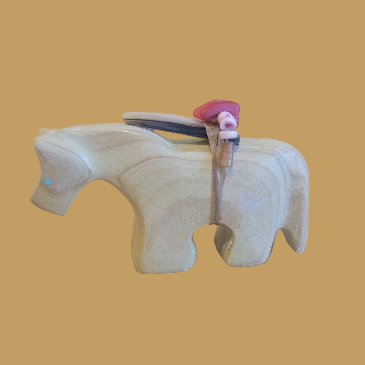 Healing Horse w/Colorful Heartline Zuni Fetish