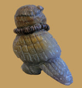 Zuni Fetish Fluorite Owl w/Sterling and Turquoise Pendant