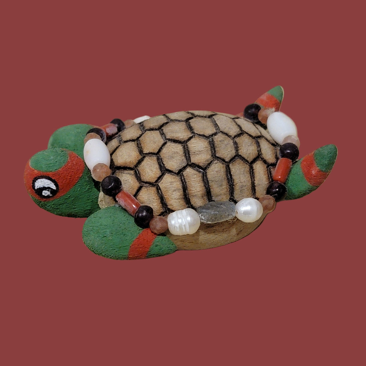 Holiday Red and Green Ninja Turtle Zuni Fetish/Folk Art