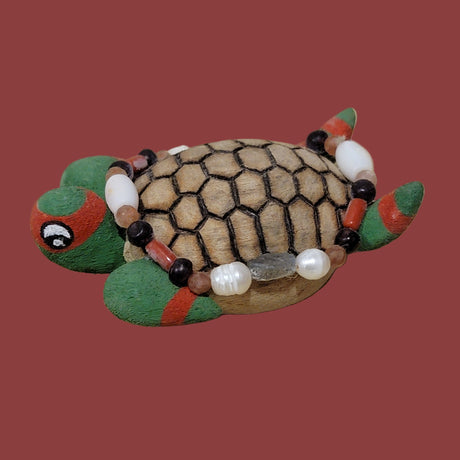 Holiday Red and Green Ninja Turtle Zuni Fetish/Folk Art