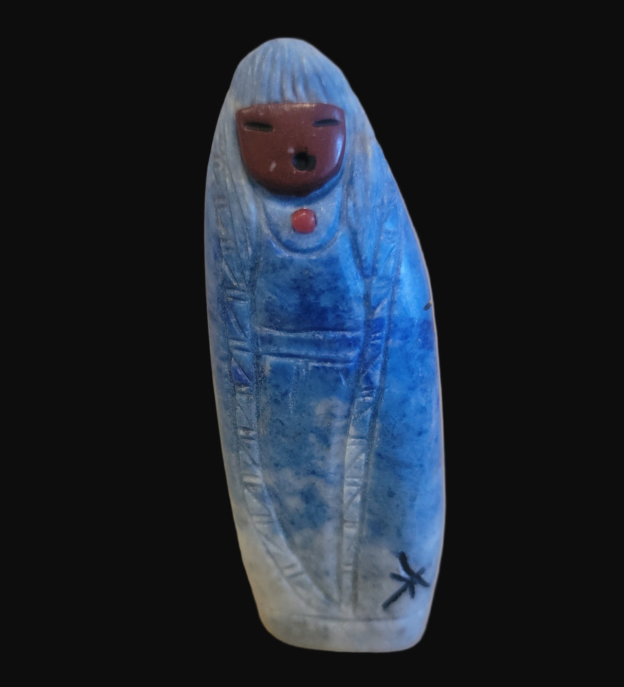 Double Sided Denim Lapis Zuni Maiden/Corn Maiden Zuni Fetish