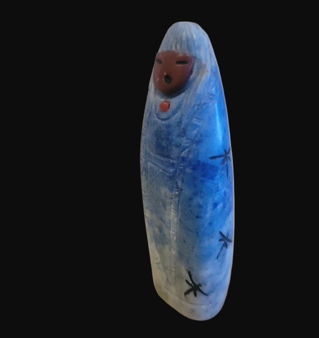 Double Sided Denim Lapis Zuni Maiden/Corn Maiden Zuni Fetish