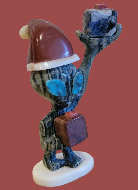 Santa Alien Bearing Holiday Gifts Zuni Fetish