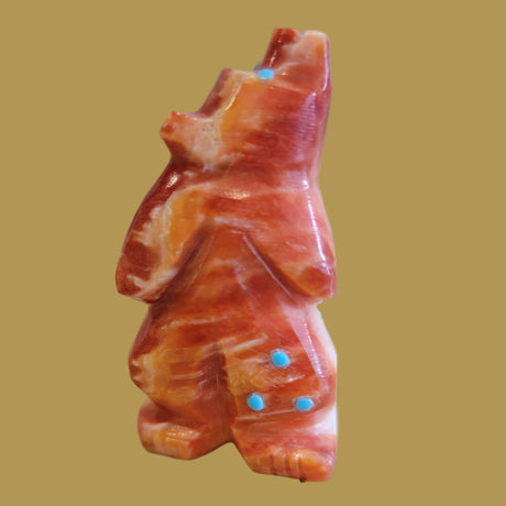 Spiny Oyster Shell Standing Zuni Fetish Bear