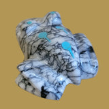 Magnificent Matrix Serpentine Frog w/ Turquoise Tadpoles Zuni Fetish 