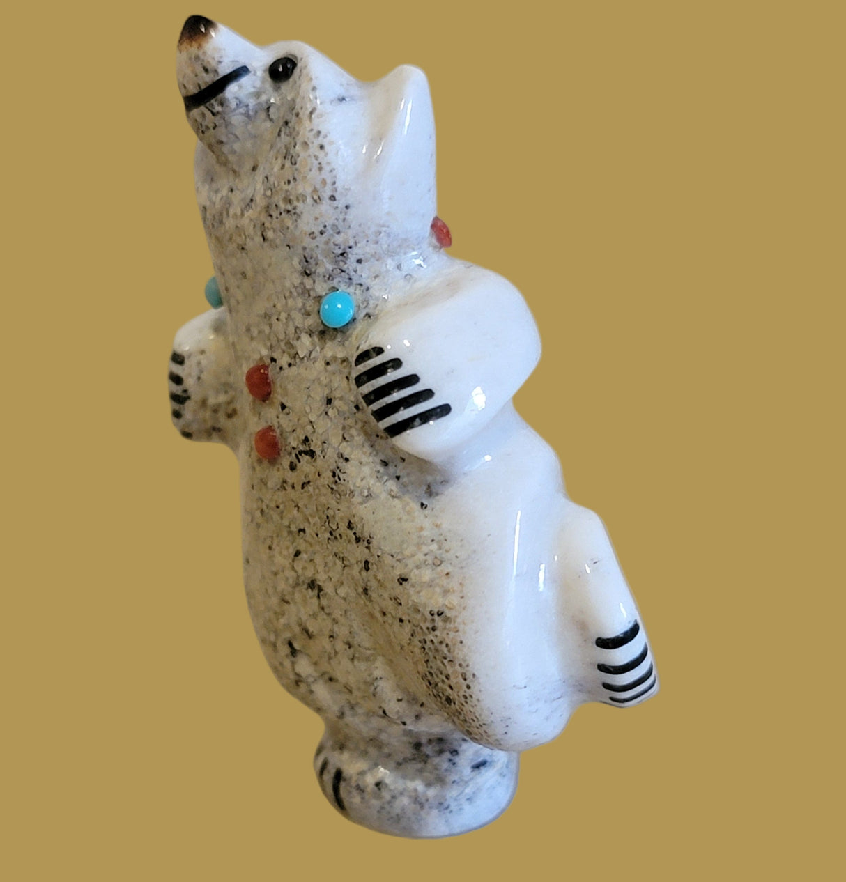 Hopping, Happy Right Footed Antler Bear Zuni Fetish