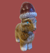 Adorable Onyx Santa Lassie Pup/ Dog with Pipestone Hat Zuni Fetish