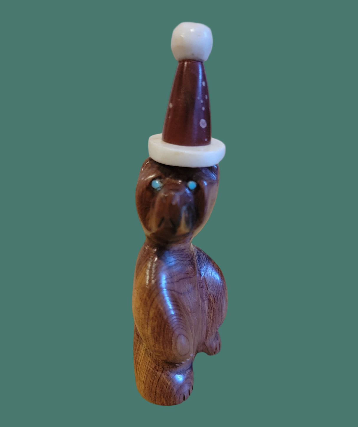Cedar Santa Bear w/Pipestone Hat Zuni Fetish