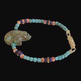 Campo Frio Turquoise Zuni Fetish Bear w/ Gemstones Bracelet Indian Jewelry