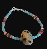 Campo Frio Turquoise Zuni Corn Maiden Zuni Fetish w/ Gemstones Bracelet Indian Jewelry