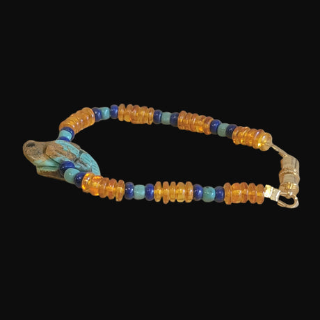 Campo Frio Zuni Fetish Bird w/Amber Beads Indian Jewelry Bracelet