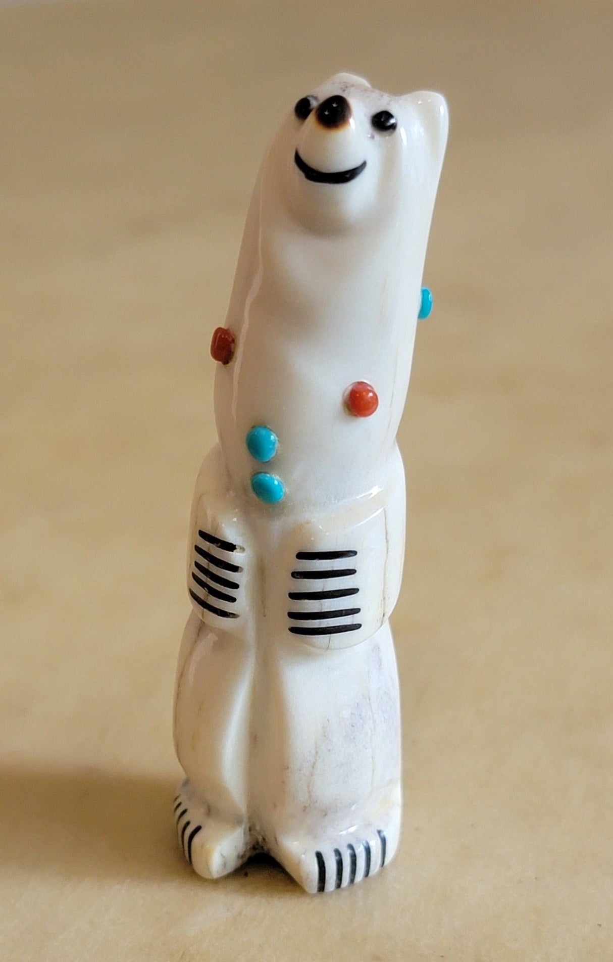 Claudia Peina Antler Happy Bear Zuni Fetish 